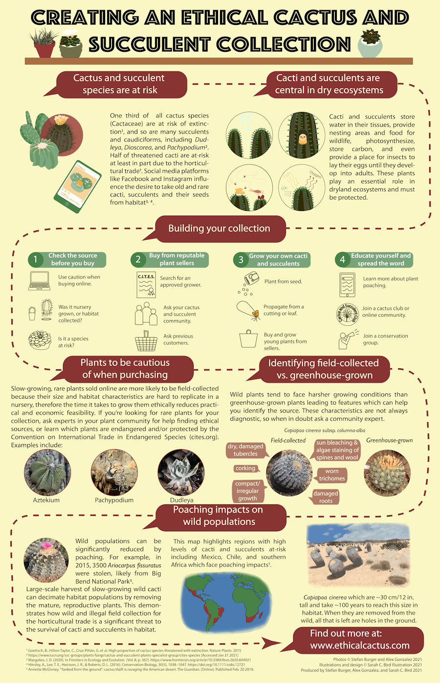 A poster that teaches people to identify and avoid purchasing poached plants that were collected from habitat