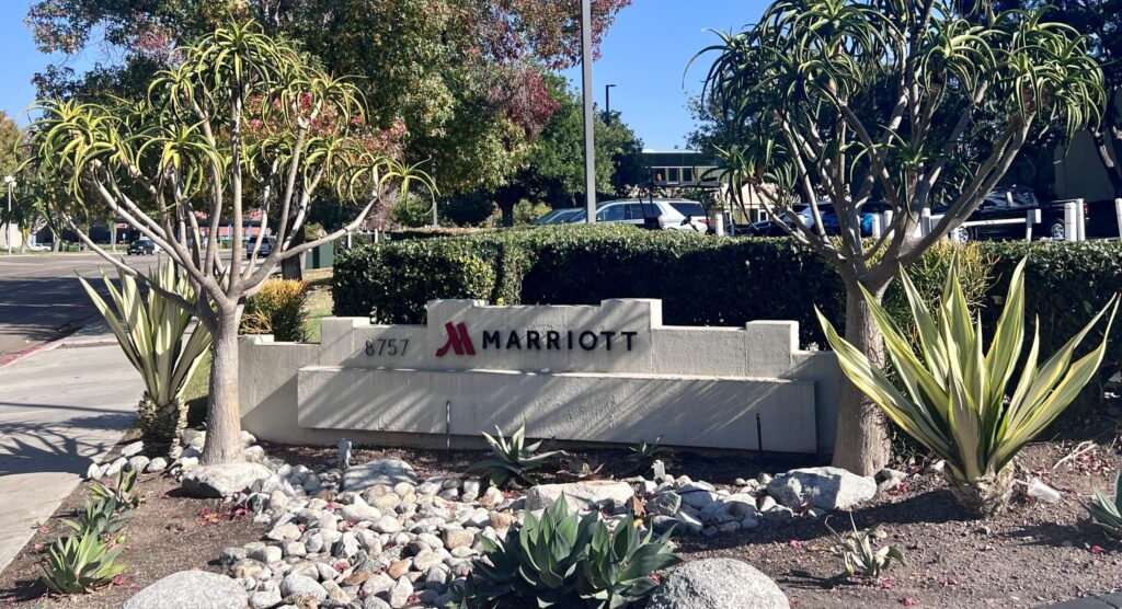 Marriott sign with succulent landscaping