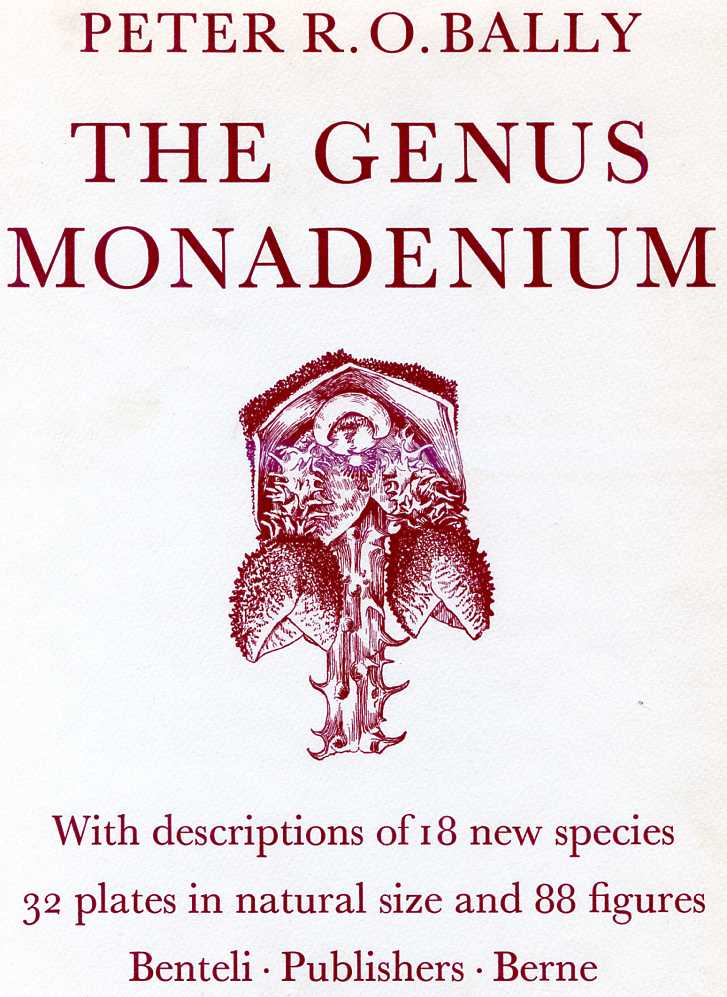 Cover of Peter Bally's book "The Genus Monadenium"