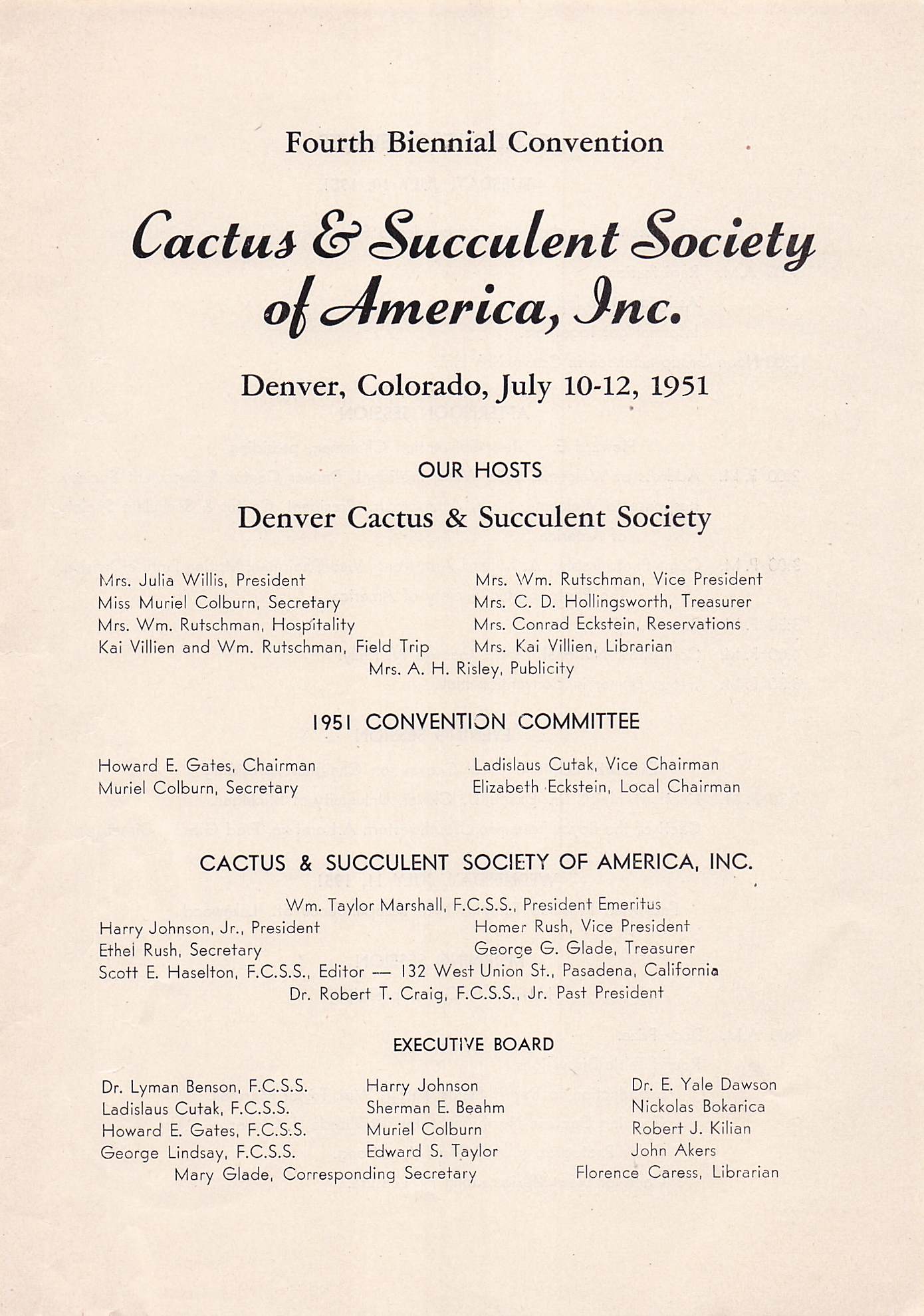 Convention Program Examples Conventions Archive – Cactus & Succulent Society of America, Inc.